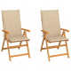 Chaises de jardin teck avec coussins teck - Couleur et nombre de places au choix Beige