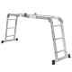 Échelle multifonction pliable 4x3 marches 6 en 1 - 3.5m - 100% aluminium - avec plateforme échafaudage 