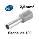 Embouts de câblage pour fil souple de 0,5 à 50mm² embout noir - 1.5mm² - sachet de 100 