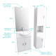Ensemble de salle de bain blanc 60cm + vasque en céramique blanche + miroir LED + colonne 2 portes - THRIFTY Aurlane - PACM001 