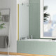 Pare-baignoire rabattable - verre trempé 4mm - Dimensions et couleur de profilé au choix Or-brossé|80 x 140