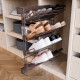 Rangement de chaussures latéral extractible Moka, Gauche, Acier, Peint en moka 