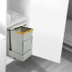 Poubelle de recyclage pour montage inférieur et extraction automatique dans l'élément de cuisine 2x14litres, Plastique gris 