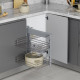 Système d'angle extractible pour meuble de cuisine Suprastar, acier, chrome 