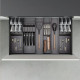 Orderbox Porte-couteau pour tiroir, 150x470mm, Acier et Bois, Gris antracite 