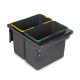 Bac de tri sélectif pour montage latéral sur meuble de cuisine Recycle 2x24litres, Acier, Plastique gris anthracite 