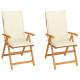 Chaises de jardin teck avec coussins teck - Couleur et nombre de places au choix Crème