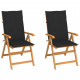 Chaises de jardin teck avec coussins teck - Couleur et nombre de places au choix Noir
