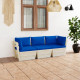 Canapé palette à 3 places de jardin avec coussins bois d'épicéa - Couleur au choix 