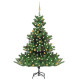 Sapin de Noël artificiel Vert Nordmann avec LED et boules 210cm - Couleur des boules au choix Bronze-doré