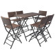 Mobilier à dîner pliable jardin 7 pcs Acier Résine tressée - Couleur au choix Marron