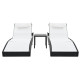 Chaise longue 2 pcs et table Résine tressée et textilène - Couleur au choix Noir-Blanc