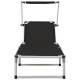 Chaise longue pliable avec auvent Aluminium et textilène - Couleur au choix Noir