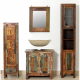 vidaXL Set de meubles salle bains en bois massif recyclé avec miroir 