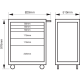 Servante "storage hub" e77 26" charge 1000 kg avec 6 tiroirs noir 976 x 510 x 820 mm 1477k6black 