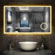 Aica miroir de salle de bain 120x70cm avec leds 3 couleurs et luminosité réglable+anti-buée+miroir grossissant+horloge numérique 