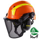 Kit forestier avec casque de protection visière grillagée et bouchons d'oreille - Taille unique - Couleur au choix Orange