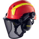 Kit forestier avec casque de protection visière grillagée et bouchons d'oreille - Taille unique - Couleur au choix Rouge