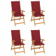 Chaises de jardin teck avec coussins teck - Couleur et nombre de places au choix Bordeaux