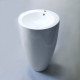 Lavabo totem rond - céramique blanc - 50x85 cm - ove 