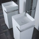 Lave main totem carré avec porte serviette - céramique blanc - 40x85 cm - alto 