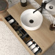 Meuble de salle de bain 80 avec plateau et vasque à poser - 3 tiroirs - tabaco (bois foncé) - mata 