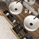 Meuble de salle de bain 120 avec plateau et 2 vasques à poser - 6 tiroirs - tabaco (bois foncé) - mata 