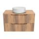 Meuble de Salle de Bains LEON 80cm décor Bois - 2 Tiroirs en MDF Ondules - Vasque ronde 36cm Aurlane - PACM722 