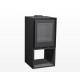 Poele a bois de face en acier au carbone et bucher inferieur 9 kw, fernoa103 