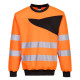Sweat-shirt manches longues haute-visibilité à col rond pw2 - couleur et taille au choix  Orange-Noir