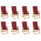 Chaises de jardin teck avec coussins teck - Couleur et nombre de places au choix Rouge-bordeaux