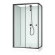 Cabine de douche rectangulaire 110x80x197 cm - porte coulissante - fonds blancs & profilés noir mat Aurlane - CAB287 