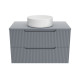 Meuble de salle de bains leon 80cm gris souris - 2 tiroirs en mdf ondulés - vasque ronde ø36cm Aurlane - PACM727 