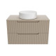 Meuble de salle de bains leon 80cm marron glace - 2 tiroirs en mdf ondulés - vasque ronde ø36cm Aurlane - PACM725 