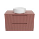 Meuble de salle de bains leon 80cm terracotta - 2 tiroirs en mdf ondulés - vasque ronde ø36cm Aurlane - PACM724 