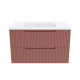 Meuble de Salle de Bains LEON 80cm Terracotta – 2 Tiroirs en MDF Ondulés – Vasque à encastrer Aurlane - PACM730 