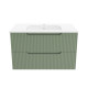 Meuble de salle de bains leon 80cm vert olive - 2 tiroirs en mdf ondulés - vasque à encastrer Aurlane - PACM732 