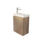 Meuble lave mains décor bois 40x50x22 cm avec vasque en smc blanche - elementary 