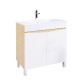 Meuble de salle de bains 80cm 2 portes bois et blanc + vasque céramique blanche - key Aurlane - PACM863 