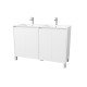 Pack meuble salle de bains 120 cm laqué blanc, 4 portes avec vasque céramique - xenos 