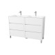 Pack meuble salle de bains 120 cm laqué blanc, 6 tiroirs avec vasque céramique - xenos 