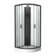 Cabine de douche 1/4 de cercle 85x85x210/235 cm - receveur + fonds blancs / colonne + profilés noirs Aurlane - CAB276 