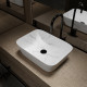 Vasque à poser rectangle en céramique blanche mat effet marbre - 45,5x32,5x13 cm - white marble 