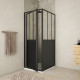 Pack porte de douche pivotante et retour 'type atelier' - noir mat - Dimensions au choix 80 x 90 x 200
