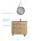 Pack Meuble SDB 80cm sur pieds 2 portes chêne - Vasque noire + Miroir Barber - TIMBER 80_Pack24 Aurlane - PACM234 