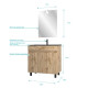 Pack Meuble SDB 80cm sur pieds 2 portes chêne vasque noire + Miroir Led - TIMBER 80_Pack23 Aurlane - PACM233 