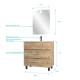 Pack Meuble SDB 80cm sur pieds 3 tiroirs chêne - Vasque blanche + Miroir Led - TIMBER 80_Pack47 Aurlane - PACM257 