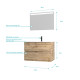 Pack Meuble SDB 80cm suspendu 2 tiroirs chêne - Vasque blanche + Miroir Led - TIMBER 80_Pack36 Aurlane - PACM246 