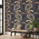 Papier peint Banane jungle tropicale foncé - BANANA VARIANTE BLUE++ 