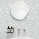 Papier peint floral damassé blanc et bleu Shabby Chic - ANTHROP++ 